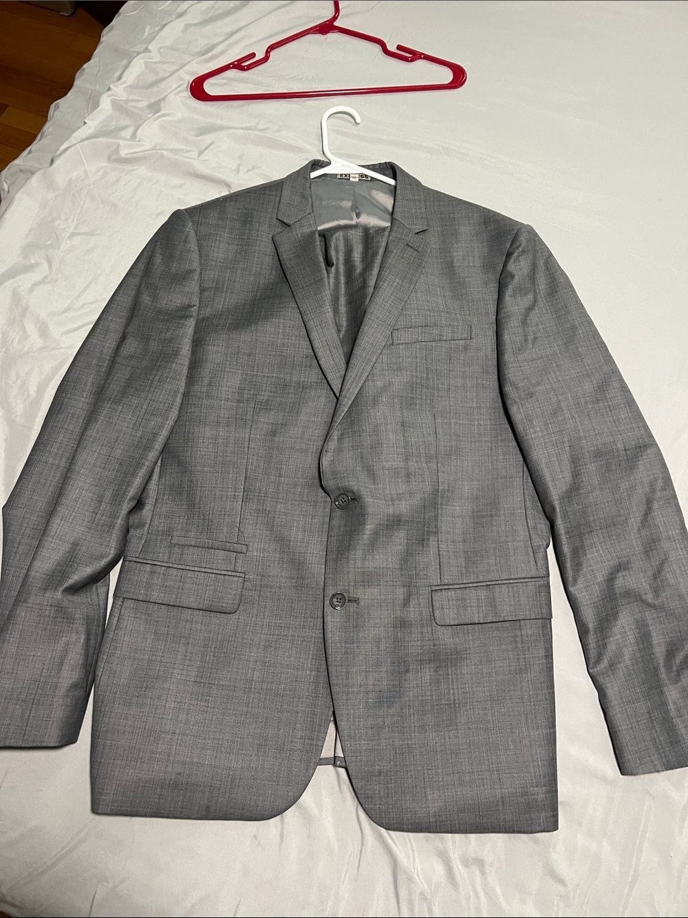 Express Men's Gray Two-Button Suit Jacket